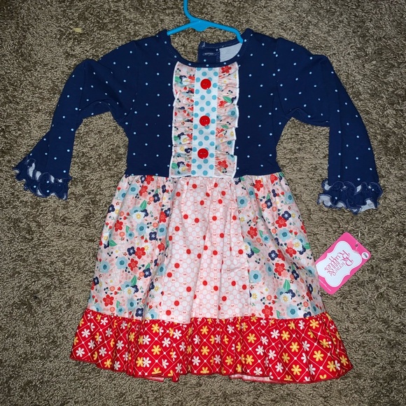 Ricrac and ruffles LS dress - Picture 1 of 1